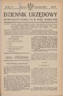 Dziennik Urzędowy Komisariatu Rządu na M. Stoł. Warszawę. R.6, № 92 (10 grudnia 1925) = № 1113