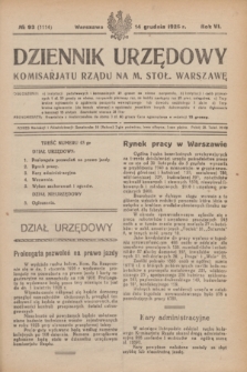Dziennik Urzędowy Komisariatu Rządu na M. Stoł. Warszawę. R.6, № 93 (14 grudnia 1925) = № 1114