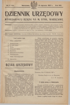 Dziennik Urzędowy Komisarjatu Rządu na M. Stoł. Warszawę. R.8, № 3 (15 stycznia 1927) = № 1220