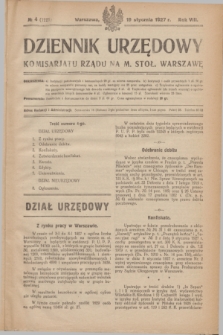 Dziennik Urzędowy Komisarjatu Rządu na M. Stoł. Warszawę. R.8, № 4 (19 stycznia 1927) = № 1221