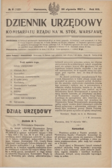 Dziennik Urzędowy Komisarjatu Rządu na M. Stoł. Warszawę. R.8, № 6 (26 stycznia 1927) = № 1223