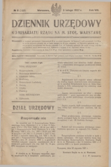 Dziennik Urzędowy Komisarjatu Rządu na M. Stoł. Warszawę. R.8, № 8 (3 lutego 1927) = № 1225