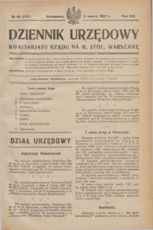 Dziennik Urzędowy Komisarjatu Rządu na M. Stoł. Warszawę. R.8, № 16 (2 marca 1927) = № 1233