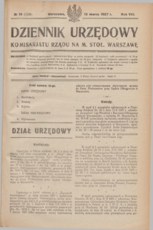 Dziennik Urzędowy Komisarjatu Rządu na M. Stoł. Warszawę. R.8, № 19 (12 marca 1927) = № 1236