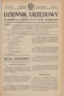 Dziennik Urzędowy Komisarjatu Rządu na M. Stoł. Warszawę. R.8, № 20 (16 marca 1927) = № 1237