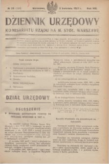 Dziennik Urzędowy Komisarjatu Rządu na M. Stoł. Warszawę. R.8, № 25 (2 kwietnia 1927) = № 1242