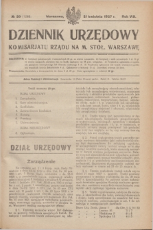 Dziennik Urzędowy Komisarjatu Rządu na M. Stoł. Warszawę. R.8, № 29 (21 kwietnia 1927) = № 1246