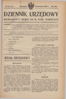 Dziennik Urzędowy Komisarjatu Rządu na M. Stoł. Warszawę. R.8, № 32 (30 kwietnia 1927) = № 1249