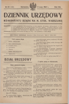 Dziennik Urzędowy Komisarjatu Rządu na M. Stoł. Warszawę. R.8, № 33 (5 maja 1927) = № 1250