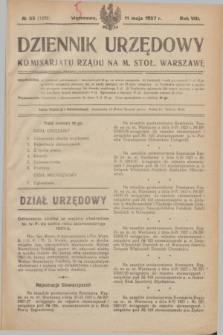 Dziennik Urzędowy Komisarjatu Rządu na M. Stoł. Warszawę. R.8, № 35 (11 maja 1927) = № 1252