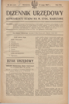 Dziennik Urzędowy Komisarjatu Rządu na M. Stoł. Warszawę. R.8, № 36 (14 maja 1927) = № 1253