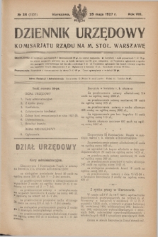 Dziennik Urzędowy Komisarjatu Rządu na M. Stoł. Warszawę. R.8, № 38 (25 maja 1927) = № 1255