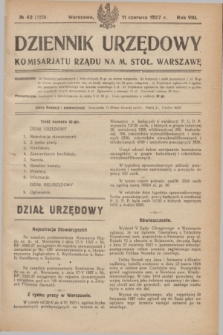 Dziennik Urzędowy Komisarjatu Rządu na M. Stoł. Warszawę. R.8, № 42 (11 czerwca 1927) = № 1259