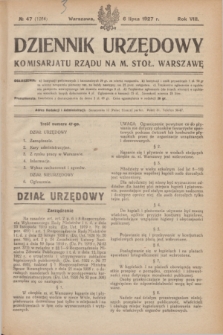 Dziennik Urzędowy Komisarjatu Rządu na M. Stoł. Warszawę. R.8, № 47 (6 lipca 1927) = № 1264