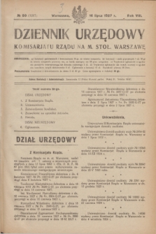 Dziennik Urzędowy Komisarjatu Rządu na M. Stoł. Warszawę. R.8, № 50 (16 lipca 1927) = № 1267