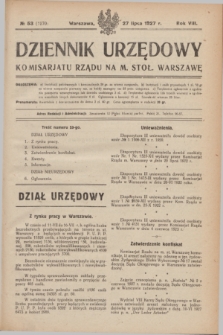 Dziennik Urzędowy Komisarjatu Rządu na M. Stoł. Warszawę. R.8, № 53 (27 lipca 1927) = № 1270