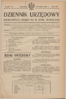 Dziennik Urzędowy Komisarjatu Rządu na M. Stoł. Warszawę. R.8, № 55 (6 sierpnia 1927) = № 1272