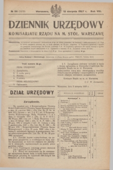 Dziennik Urzędowy Komisarjatu Rządu na M. Stoł. Warszawę. R.8, № 56 (13 sierpnia 1927) = № 1273