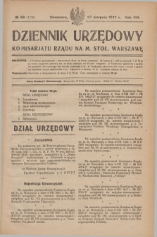 Dziennik Urzędowy Komisarjatu Rządu na M. Stoł. Warszawę. R.8, № 59 (27 sierpnia 1927) = № 1276