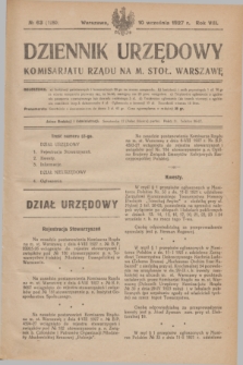 Dziennik Urzędowy Komisarjatu Rządu na M. Stoł. Warszawę. R.8, № 63 (10 września 1927) = № 1280