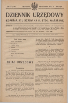 Dziennik Urzędowy Komisarjatu Rządu na M. Stoł. Warszawę. R.8, № 65 (21 września 1927) = № 1282