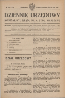 Dziennik Urzędowy Komisarjatu Rządu na M. Stoł. Warszawę. R.8, № 72 (19 października 1927) = № 1289