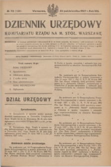 Dziennik Urzędowy Komisarjatu Rządu na M. Stoł. Warszawę. R.8, № 73 (22 października 1927) = № 1290