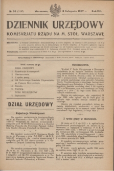 Dziennik Urzędowy Komisarjatu Rządu na M. Stoł. Warszawę. R.8, № 76 (5 listopada 1927) = № 1293