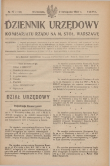Dziennik Urzędowy Komisarjatu Rządu na M. Stoł. Warszawę. R.8, № 77 (9 listopada 1927) = № 1294
