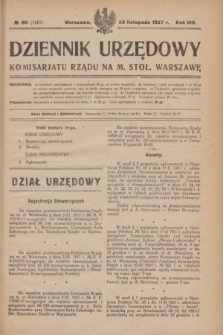 Dziennik Urzędowy Komisarjatu Rządu na M. Stoł. Warszawę. R.8, № 80 (23 listopada 1927) = № 1297