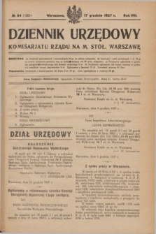 Dziennik Urzędowy Komisarjatu Rządu na M. Stoł. Warszawę. R.8, № 84 (17 grudnia 1927) = № 1301