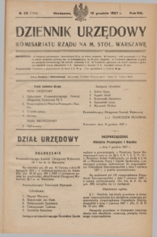 Dziennik Urzędowy Komisarjatu Rządu na M. Stoł. Warszawę. R.8, № 85 (19 grudnia 1927) = № 1302