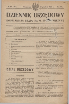 Dziennik Urzędowy Komisarjatu Rządu na M. Stoł. Warszawę. R.8, № 87 (29 grudnia 1927) = № 1304