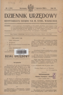 Dziennik Urzędowy Komisariatu Rządu na M. Stoł. Warszawę R.9, № 1 (7 stycznia 1928) = № 1306