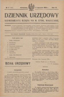 Dziennik Urzędowy Komisarjatu Rządu na M. Stoł. Warszawę. R.9, № 2 (11 stycznia 1928) = № 1307