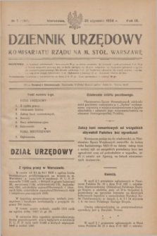 Dziennik Urzędowy Komisarjatu Rządu na M. Stoł. Warszawę. R.9, № 5 (21 stycznia 1928) = № 1301