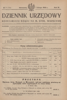 Dziennik Urzędowy Komisarjatu Rządu na M. Stoł. Warszawę. R.9, № 7 (1 lutego 1928) = № 1312