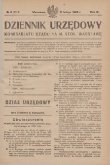 Dziennik Urzędowy Komisarjatu Rządu na M. Stoł. Warszawę. R.9, № 9 (11 lutego 1928) = № 1314