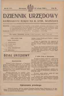 Dziennik Urzędowy Komisarjatu Rządu na M. Stoł. Warszawę. R.9, № 12 (27 lutego 1928) = № 1317