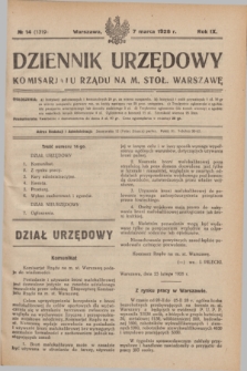 Dziennik Urzędowy Komisarjatu Rządu na M. Stoł. Warszawę. R.9, № 14 (7 marca 1928) = № 1319