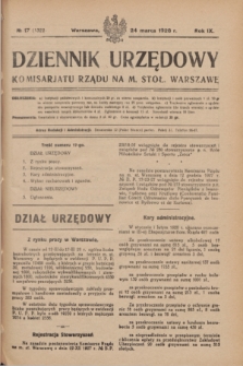Dziennik Urzędowy Komisarjatu Rządu na M. Stoł. Warszawę. R.9, № 17 (24 marca 1928) = № 1322