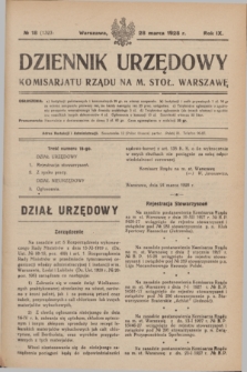 Dziennik Urzędowy Komisarjatu Rządu na M. Stoł. Warszawę. R.9, № 18 (28 marca 1928) = № 1323
