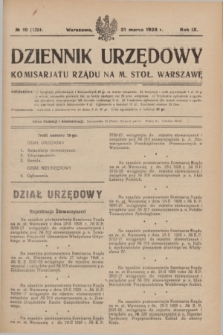 Dziennik Urzędowy Komisarjatu Rządu na M. Stoł. Warszawę. R.9, № 19 (31 marca 1928) = № 1324