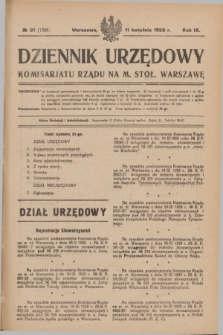 Dziennik Urzędowy Komisarjatu Rządu na M. Stoł. Warszawę. R.9, № 21 (11 kwietnia 1928) = № 1326