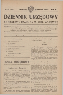 Dziennik Urzędowy Komisarjatu Rządu na M. Stoł. Warszawę. R.9, № 25 (25 kwietnia 1928) = № 1330