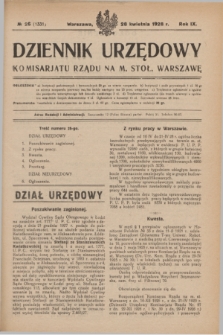 Dziennik Urzędowy Komisarjatu Rządu na M. Stoł. Warszawę. R.9, № 26 (28 kwietnia 1928) = № 1331