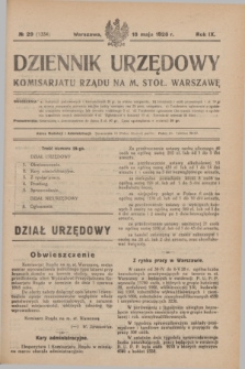 Dziennik Urzędowy Komisarjatu Rządu na M. Stoł. Warszawę. R.9, № 29 (18 maja 1928) = № 1334