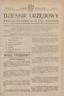 Dziennik Urzędowy Komisarjatu Rządu na M. Stoł. Warszawę. R.9, № 31 (26 maja 1928) = № 1336