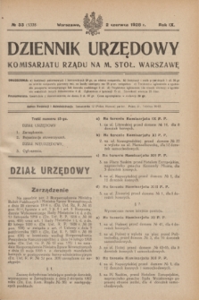 Dziennik Urzędowy Komisarjatu Rządu na M. Stoł. Warszawę. R.9, № 33 (2 czerwca 1928) = № 1338