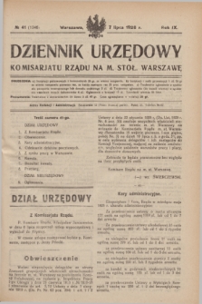 Dziennik Urzędowy Komisarjatu Rządu na M. St. Warszawę. R.9, № 41 (7 lipca 1928) = № 1346